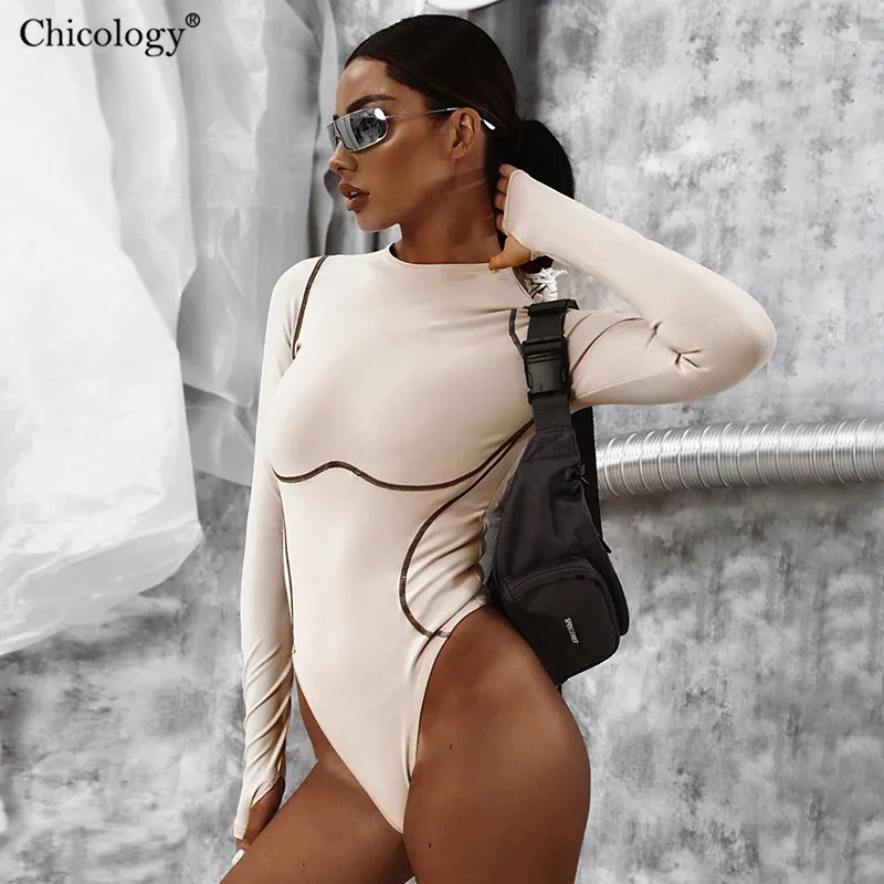 Женский костюм в полоску Chicology однотонный стиле пэчворк с длинным рукавом