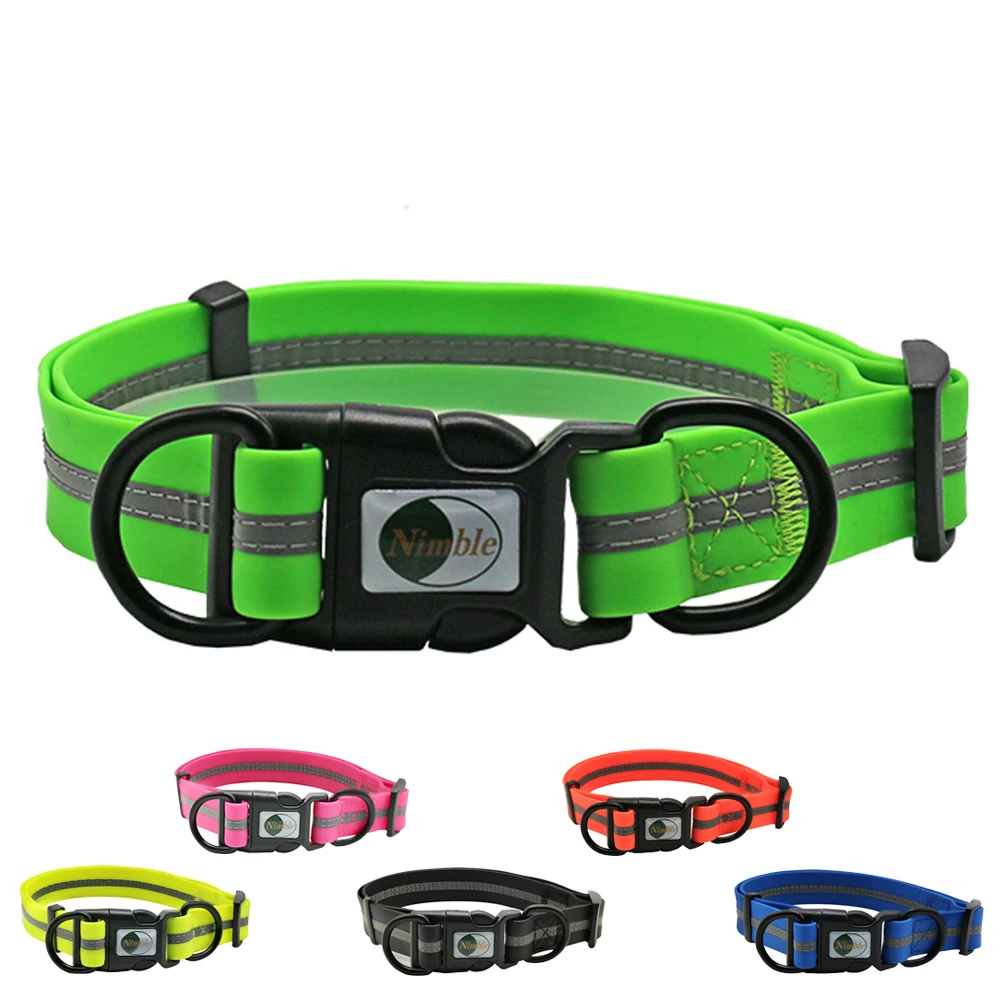 Reflective PVC Pet Dog Collar Adjustable Waterproof Anti-dirty Collars Leash Small Big Dogs Necklace Pets Outdoor Accessories