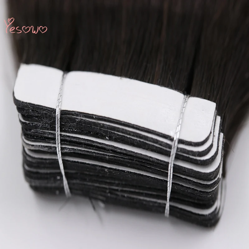 Yesowo эффектом деграде(переход от темного к лента натуральные волосы 20 шт. индийские мягкие волосы прямые из полиуритановой кожи 1b/6/27# Волосы remy лента на заколках для наращивания
