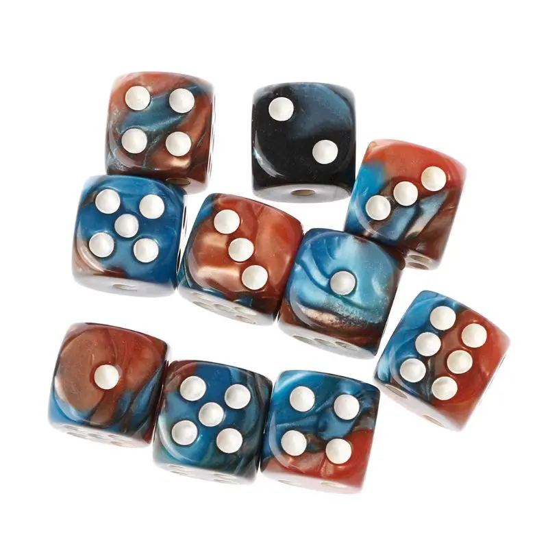 Acrylic Dice Game Dice Dice Set 10 Pcs Exquisite Six Sided 12mm Transparent Cube Round Corner Portable Table Playing Games Dice for Board Game Party