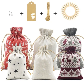 

Party Gift bags Cookies Christmas Countdown 1-24 Numbers Candy Storage