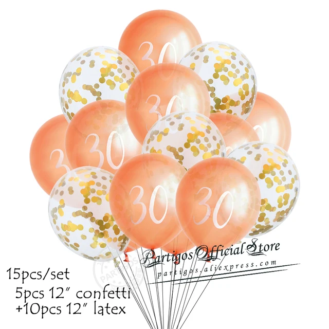 15Pcs/Set 12/16Inch Mixed Rose Gold Foil Letter Balloons 30th Birthday Party Decorations So Happy Im Thirty Balls Banners mixed set