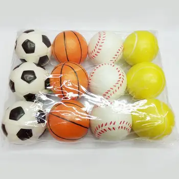 

12 Pcs 6.3cm Mini Stress Balls Soft PU Football Basketball Tennis Baseball Toy for Sport Training Practice