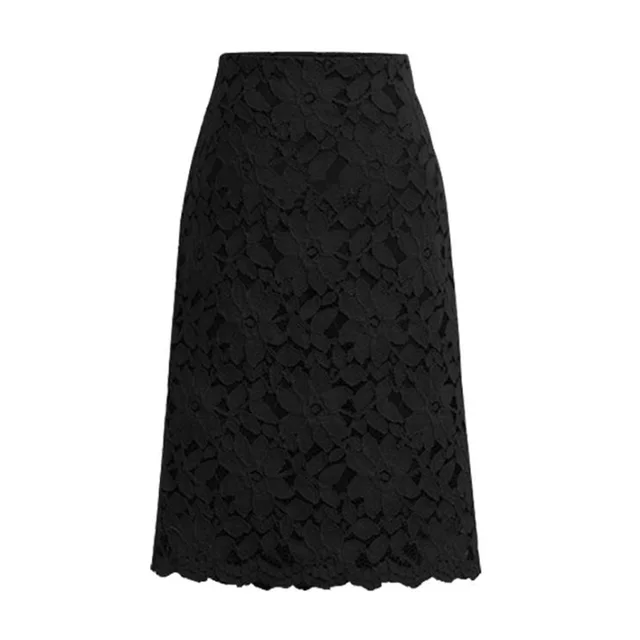Women's Skirt Mesh Lace Skirt Midi Skirts Knee-Length Skirt Black Skirts Mujer Faldas Saias Social Black Skirt