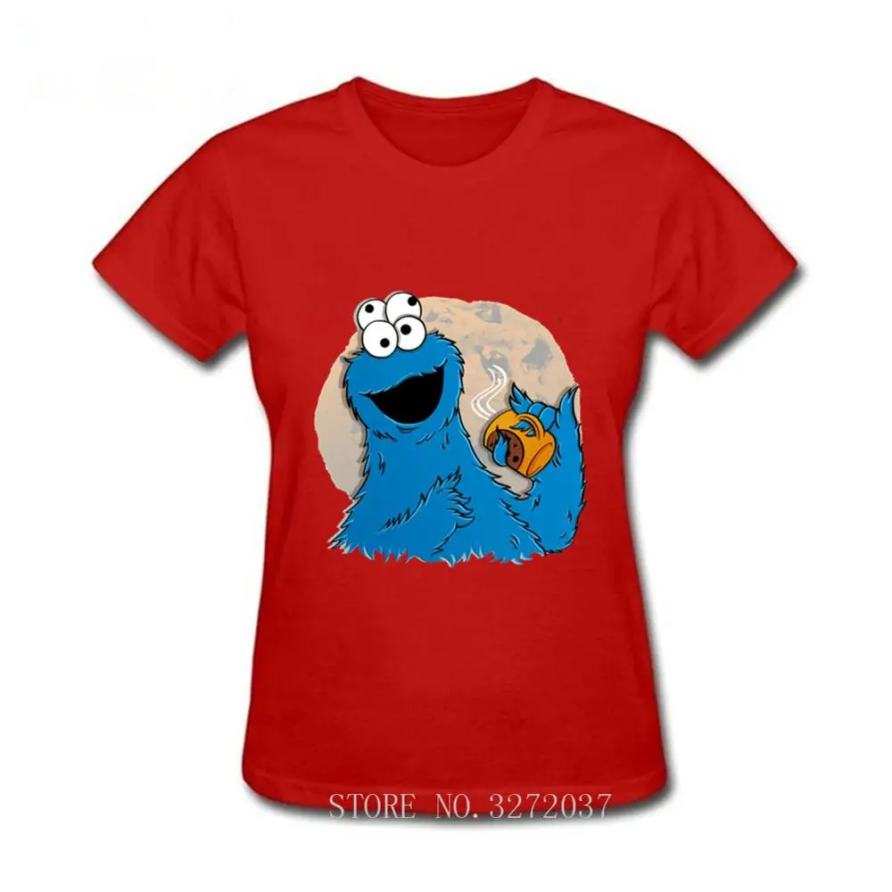 

Funny Coffee Cookie Monster T Shirt Women Novelty Sesame Street Cookie Monster T-shirt Brand Clothing girl fitness Tops Tee