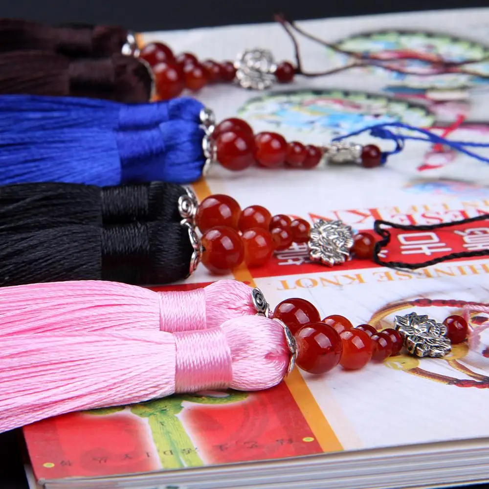 1Pcs 15cm Double Tassel Brush Pendant Accessories for DIY Jewelry Making Silk Satin Tassel Handmade Crafts Findings Supplier