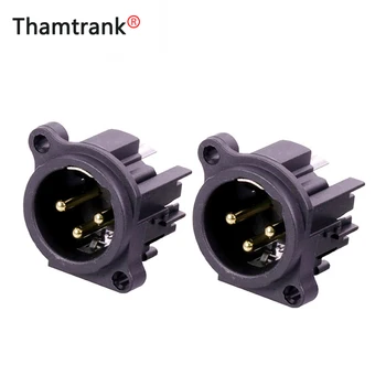 

10pcs/lot 3 Pin XLR Male Plug Panel Mount Gold Plated 3 Poles Straight Contacts XLR Jack Chassis Microphone MIC Cable Connectors