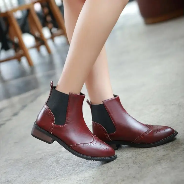 

Chelsea Boots Winter Women Ankle For Fashion Red Shoes Size 10 Womens 42 2019 Pointed Toe Short Plush Woman Square Heel Slip-on