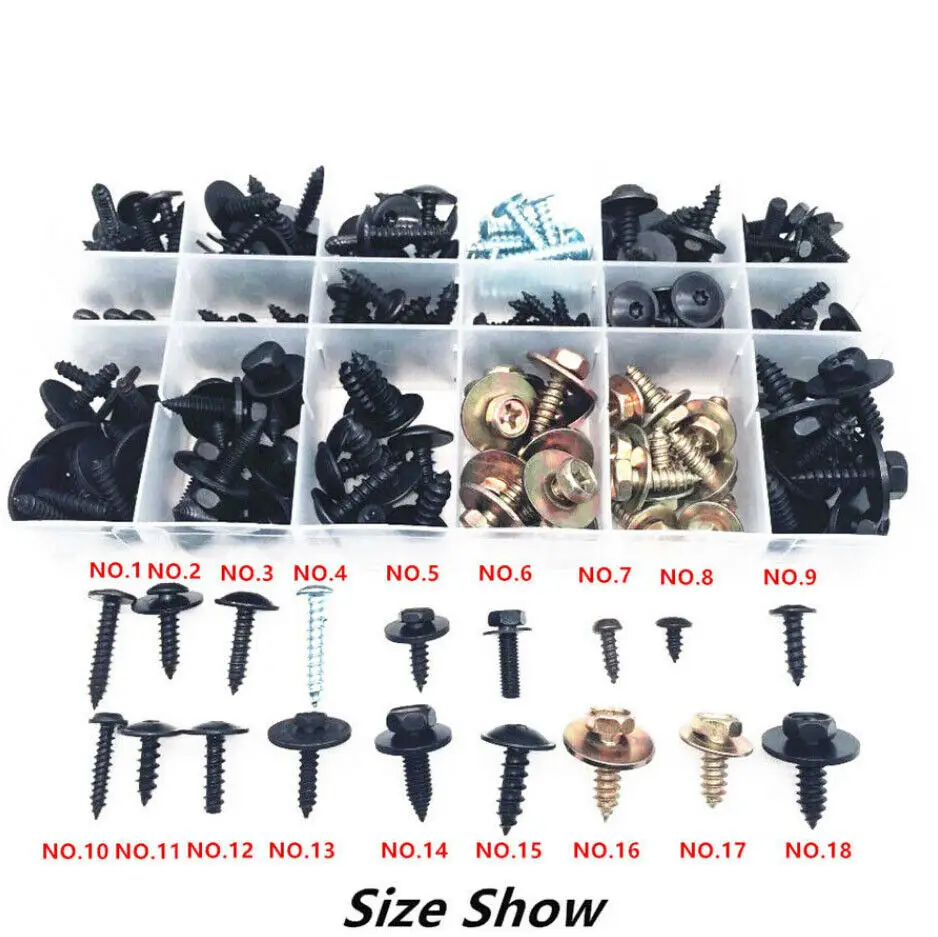 

180pcs Self-tapping Screw Steel Car Moulding Panel Fender Flares Fixing Retainer