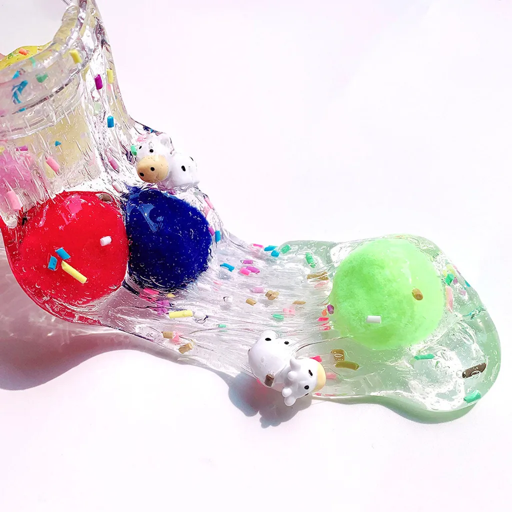 Beautiful Clear Bubblegum Dairy Cow Slime Relief Children Kid Funny Toys Gift Fluffy Slime Crystal Dough #B