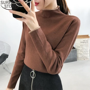 

Solid Loose Sweater Turtleneck 5 Colors 2020 Women Long Sleeve Sweaters Pullover Autumn Winter Knitted Bottoming Sweater 10921
