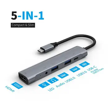 

USB-C 3,0 estación de acoplamiento tipo C a HDMI HUB adaptador para SD lector de tarjetas TF Notebook MacBook Smartphone