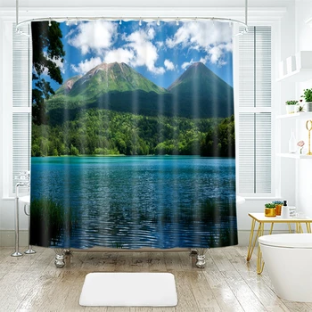 

3d Landscape Pattern Beautiful Country Scene Shower Curtains Waterproof Thickened Bath Curtains for Bathroom Customizable