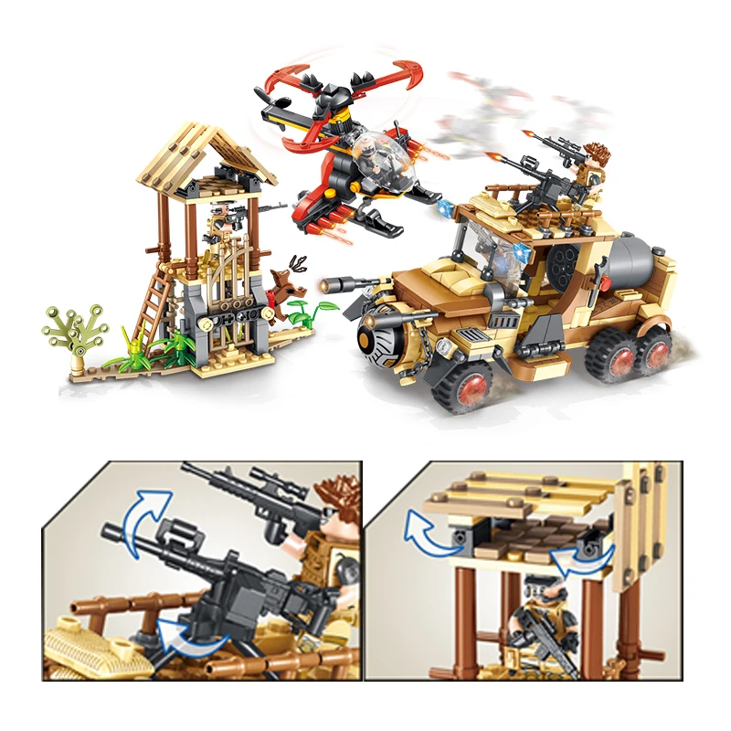 629PCS Legoing Tanker Truck Building Blocks Helicopter Mini Toys Figure Vehicle Aircraft Boy Educational Block Military  Bricks