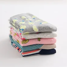 5 пар, женские носки с фруктами, хлопковые носки с принтом банана, арбуза, ананаса, Короткие носки с подарком, забавные Calcetines Mujer