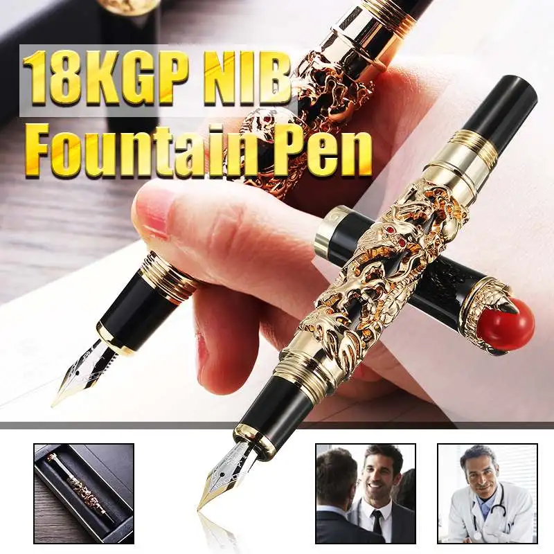 

Fountain Pen Ink Golden Dragon King Play Pearl 0.5mm Nib Rollerball Pen ink pen calligraphy pen For Office Business Gift