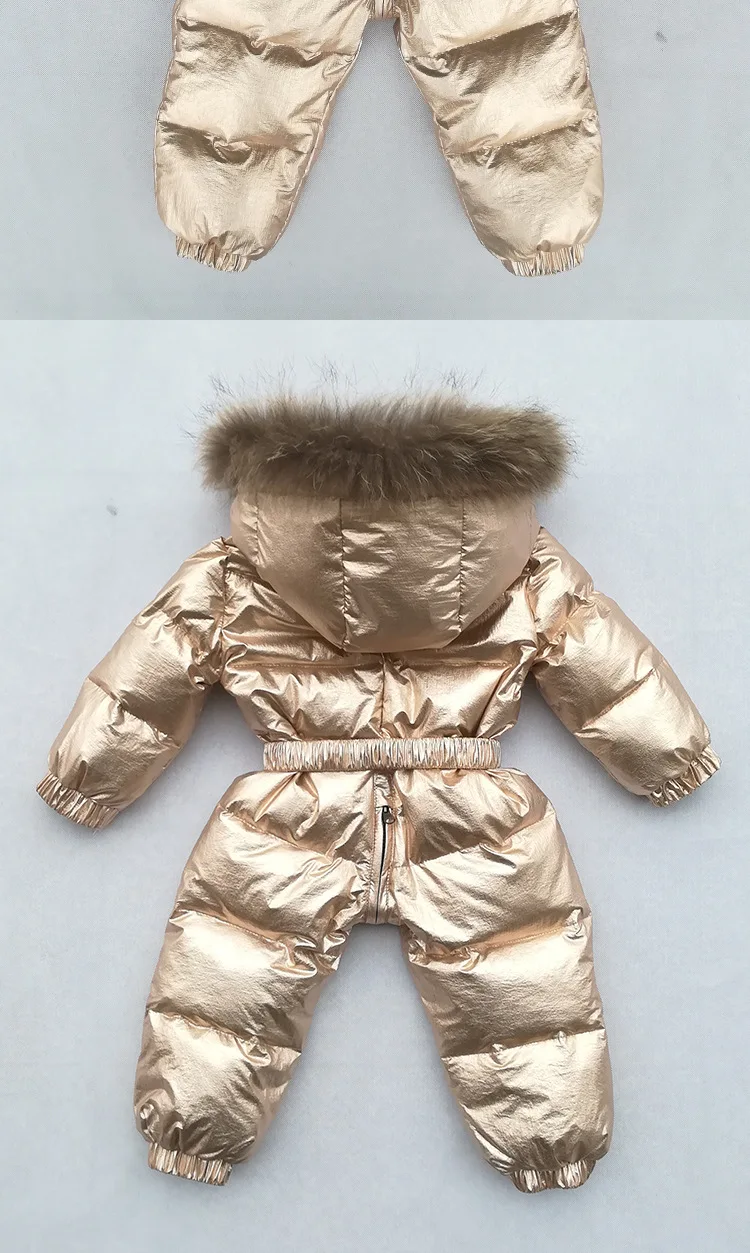 Luxury Gold Infant Baby Down Rompers Duck Down Filling Kids Baby Snowsuit Thick Warm Hooded Toddler Boys Girls Winter Jacket