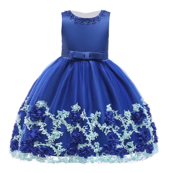 

Christmas Princess Dress Delicate Flowers Solid Color Kids Dresses for Girls Important Occasion Elegant Noble Cotton Clothes