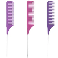 3pcs/set Anti-static Steel tip tail comb high temperature resistant hair cutting hairstylisthighlighting comb dyeing brush