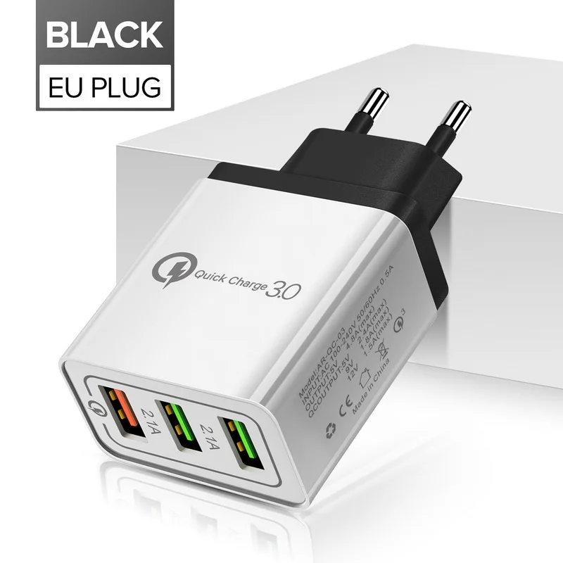 GETIHU 18 Вт USB зарядное устройство Quick Charge 3,0 Универсальный EU штекер настенный адаптер Быстрая зарядка для iPhone X Xiaomi samsung S9 мобильный телефон - Тип штекера: Black