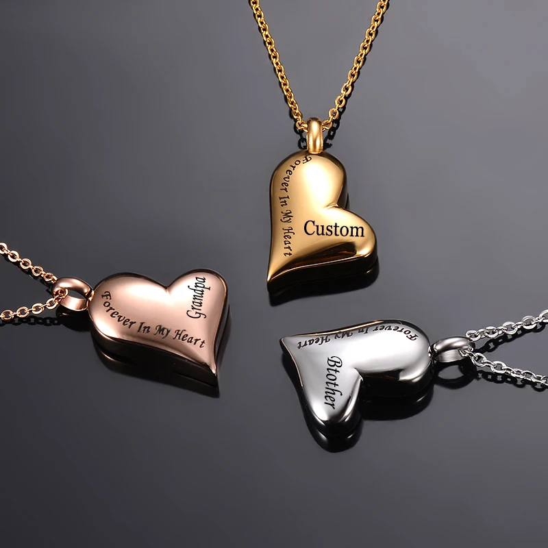 Forever Heart Necklace Ashes Heart Pendant Necklace Stainless Steel