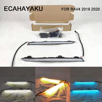 

ECAHAYAKU 2pcs For Toyota RAV4 2019 2020 Yellow Turn Signal Function Car DRL Waterproof 12V LED Daytime Running Light Fog light