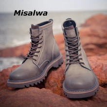 Misalwa/мужские кожаные ботинки, увеличивающие рост; уличные повседневные ботинки «марттин»; безопасные рабочие мужские ботинки; визуально увеличивающие рост 2,5 см