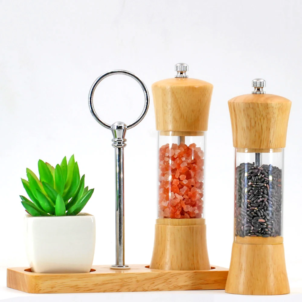 6 дюймов дерева акрила специй мельница для перца с Сильные регулируемые пружины
