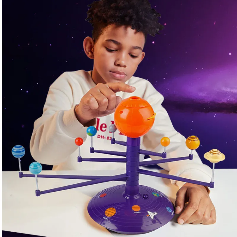 Solar System Planetary Model 8 Planets Set Kids Science steam Projector Puzzle Toys Rotating Astrometer for Baby Education | Игрушки и