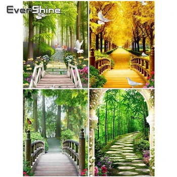 

EverShine DIY 5D Diamond painting full square Landscape cross stitch Home decor Diamond embroidery bridge Picture rhinestones