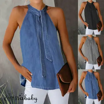 

Boho Women Ladies Summer Casual Bandage Sleeveless Tank Tops Vest Sexy Halter Cold Shoulder Slim Fit Crop Tee Top Short T Shirt