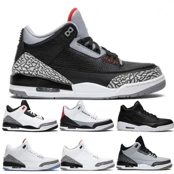 

3 3s OG Men Basketball Shoes Black Cement Cat Pure White True Blue Tinker Green Mens Trainer Sports Sneakers