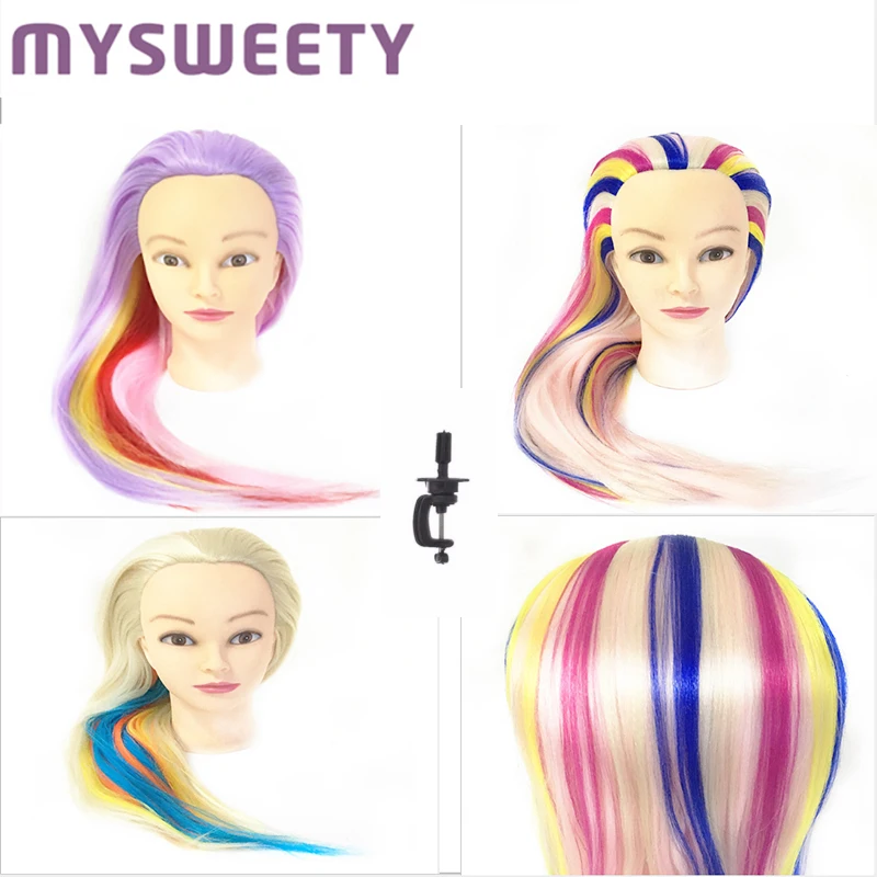 

Colorful Hair Doll 4 Colors Professional Hair Hairdressing Cosmetology Practice Styling Wig Head Doll Training Head