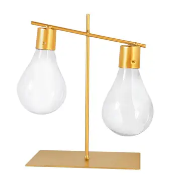 

1Pc Lightbulb Shape Vase Flower Container Hydroponic Vase Decoration (Golden)