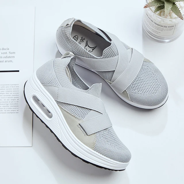 Platform Sneakers Casual Shoes Women Tenis Feminino Women Wedges Shoes Footwear Basket Femme Toning trainers Fitness shoe Summer Grey