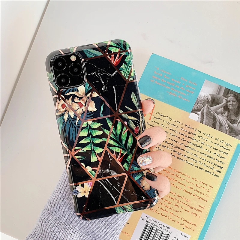 Luxury Flowers Phone Case for Iphone 11 Pro Max X Xsmax Xr Anti-knock Soft Silicon Case for Iphone 6 7 8Plus Cover With the Ring