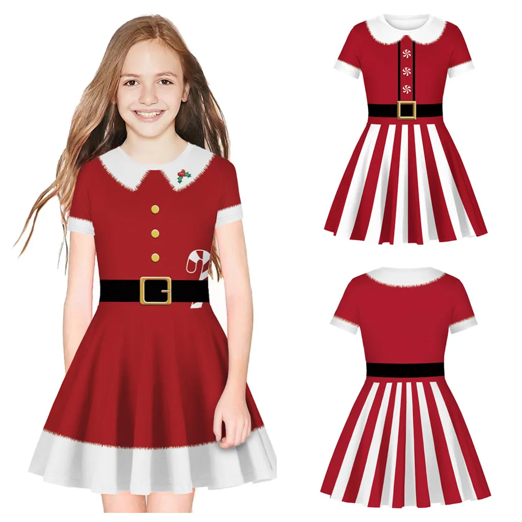 Детское рождественское платье для девочек-подростков; рождественское праздничное платье принцессы с 3D принтом;#3