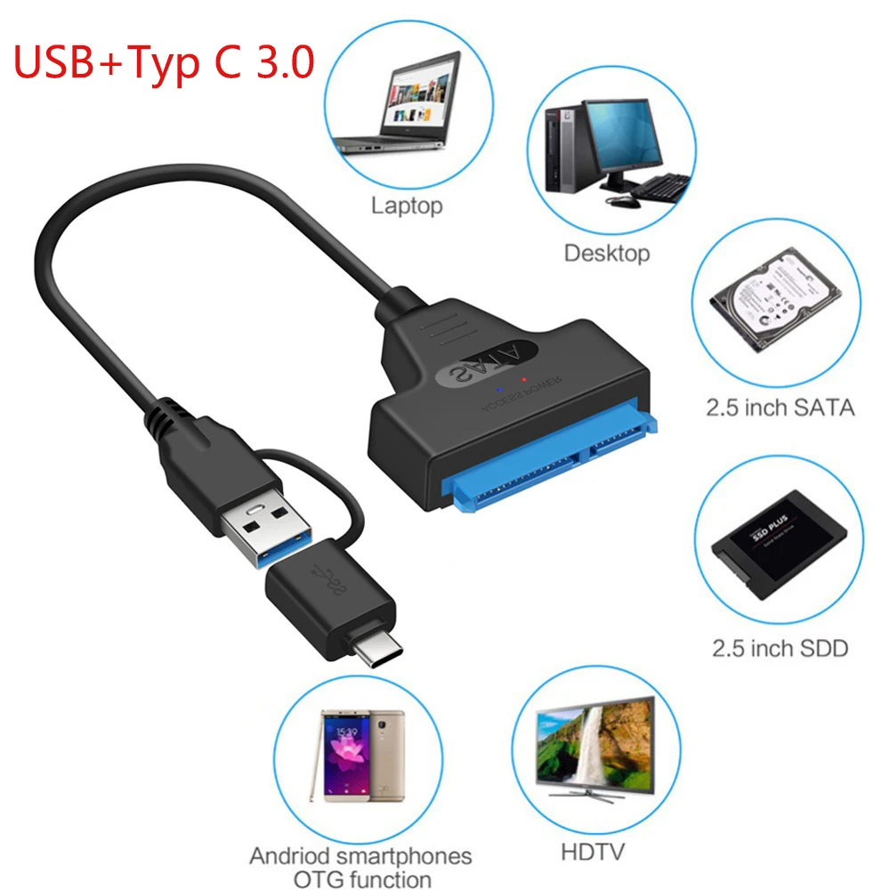 Кабель USB SATA 3 адаптер Sata к 0 компьютерные кабели разъемы Тип C кабель Поддержка 2 5