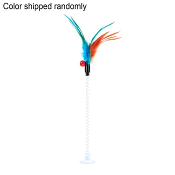 

Cat toy colorful suction cup with bell spring mouse cat spring feather