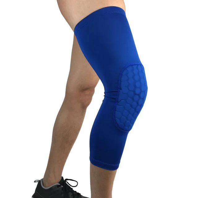 1 шт. дышащие спортивные футбольные баскетбольные наколенники сотовые наколенники бандаж для ног компрессионная повязка для голени защита колена - Цвет: Синий