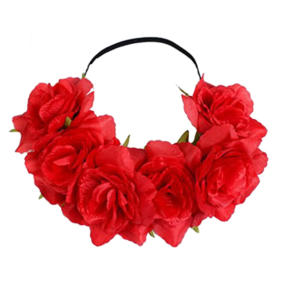 

Women Hair Wedding Garlands Artificial Flower Halloween Floral Party Crown Headband Stretch Elastic Adult Photography