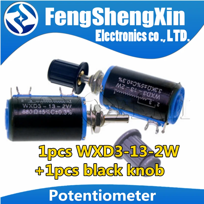 1pcs WXD3-13-2W Potentiometer + 1pcs black knob wxd3-13 100 200 220 470 680 1K 2.2K 3.3K 4.7K 5.6K 6.8K 10K 22K 33K 47K 100K Ohm 10pcs set wh148 1k 10k 20k 50k 100k 500k ohm 15mm 3pin linear taper rotary potentiometer resistor for arduino with ag2 black cap