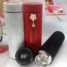 Diamond-studded Smart Thermal Mug Creative Water Cup LED Display Temperature Travel Mug 500ml