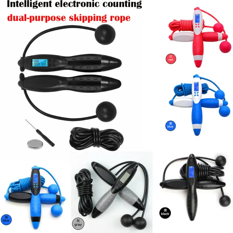 Digital LCD Jump Jumping Skipping Rope Calorie Count Counter Timer Gym Fitness