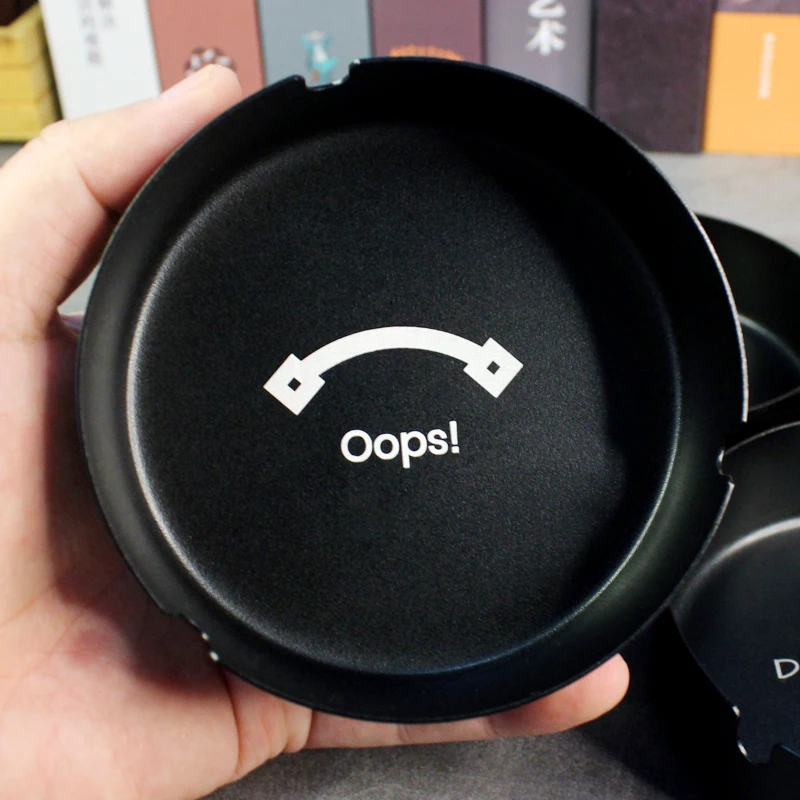 Black Matte Frosted Creative Round Metal Stainless Steel Ashtray For Bar Restaurant Made Laser Engraving Lettering