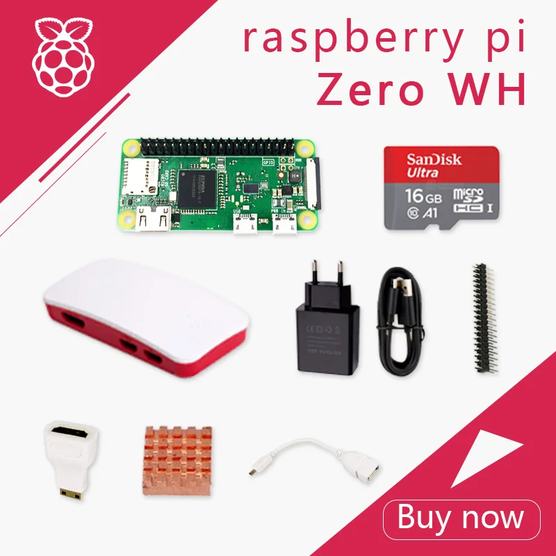 Raspberry Pi Zero WH DEV Kit 1 ГГц одноъядерный процессор 512 МБ ОЗУ 2 4 Wi-Fi Bluetooth 4.1 комплект