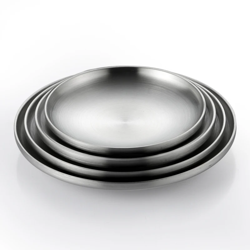 Домашняя двойная изоляционная тарелка Onlycook из нержавеющей стали 304 с плоским