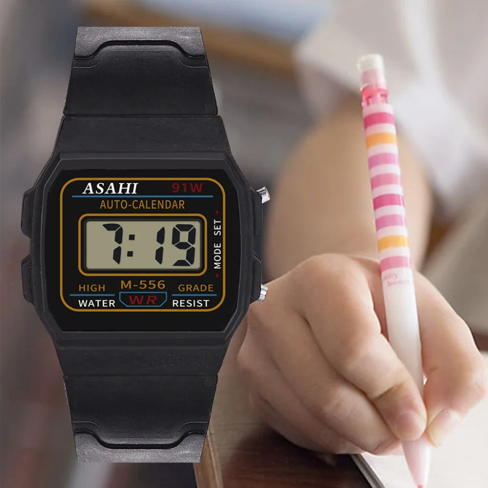 Luxury Children Analog Digital Sport LED Waterproof Wrist Watch New clock Stainless Steel men watch for kid boy girl gift#A