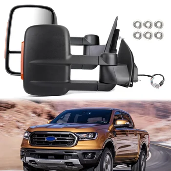 

Areyourshop 1 Pair Extendable Towing Mirrors Black For Ford Ranger 2012-On W/ Indicators AU Warehouse Car Auto Accessories