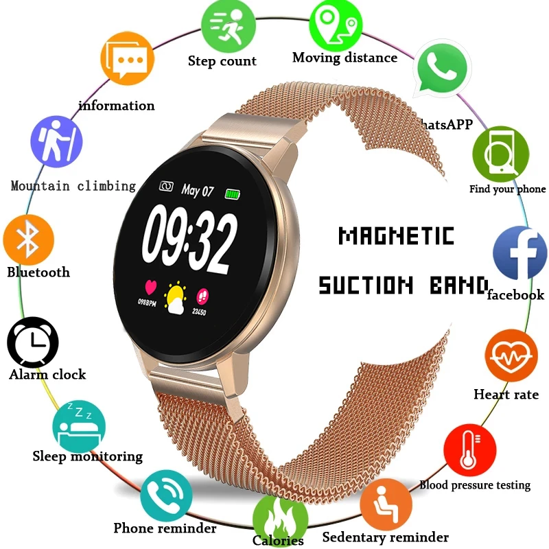 

New Ladies Smart bracelet IP67 waterproof Fitness watch heart rate and blood pressure Full screen touch screen for IOS Android